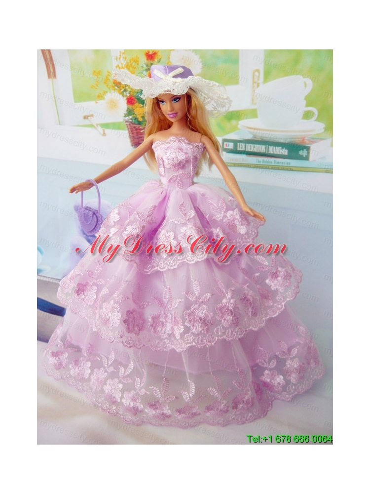 Elegant Pink Gown Organza Made to Fit the Barbie Doll