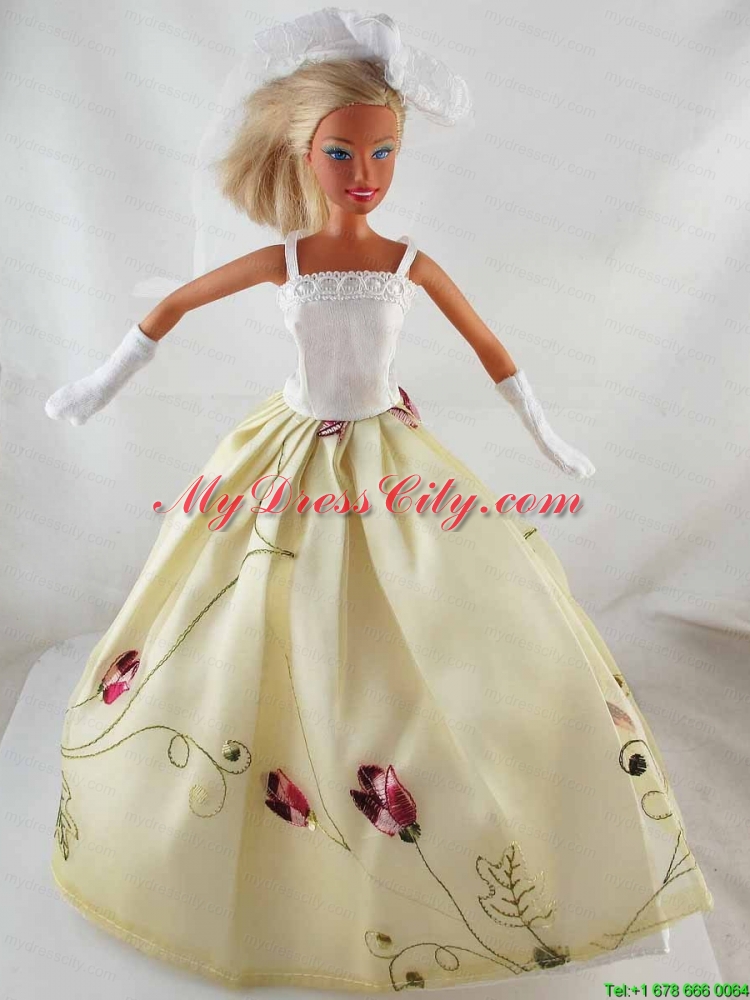 Elegant Princess Dress With Embroidery Gown For Barbie Doll