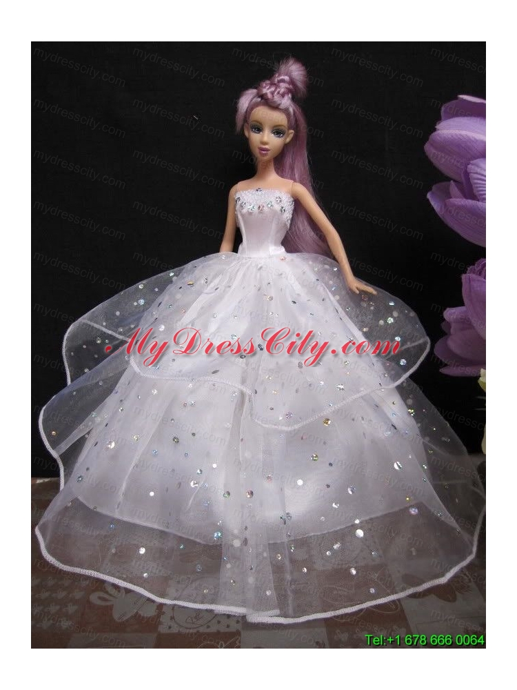 Romantic Wedding Gown With Sequins Dress For Noble Barbie