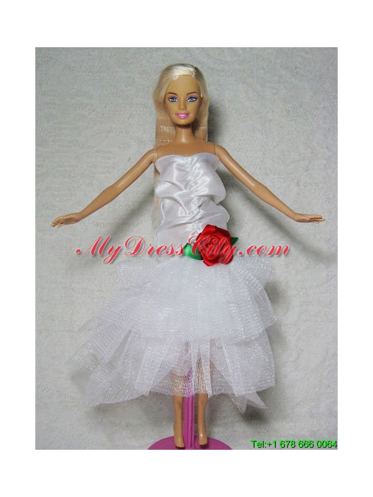 Elegant Wedding Dress With Flower Tea-length For Barbie Doll