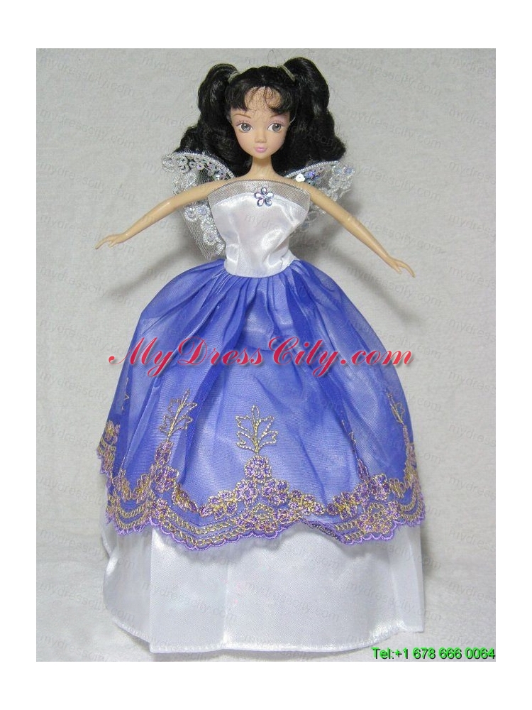 Pretty Royal Blue and White Gown For Barbie Doll