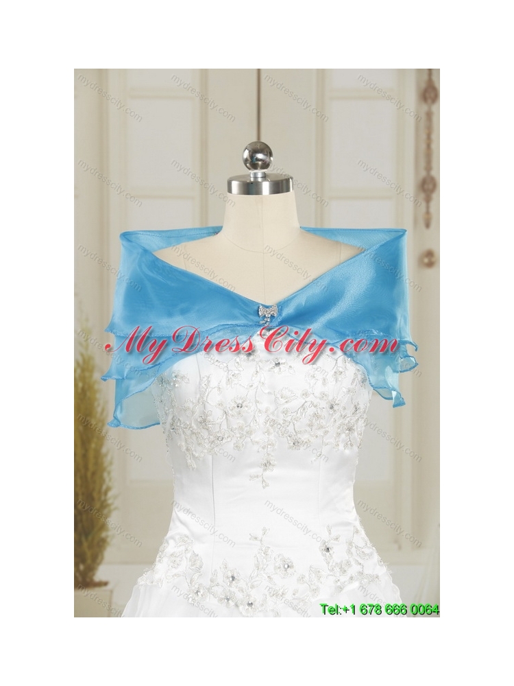 2015 Latest Blue Quinceanera Dresses with Rhinestones and Bowknot