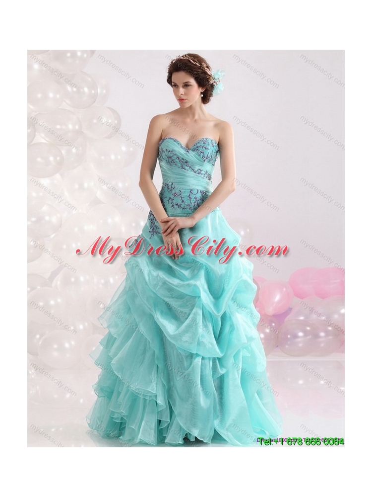 2015 Latest Sweetheart Floor Length Quinceanera Dresses with Appliques