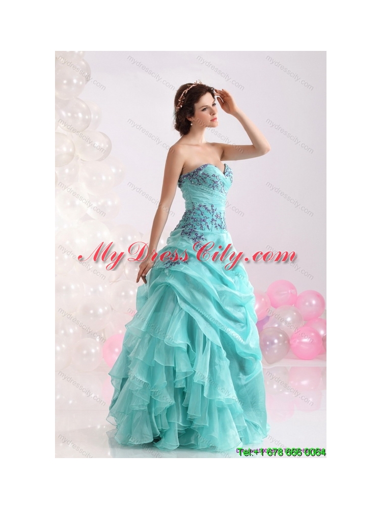 2015 Latest Sweetheart Floor Length Quinceanera Dresses with Appliques