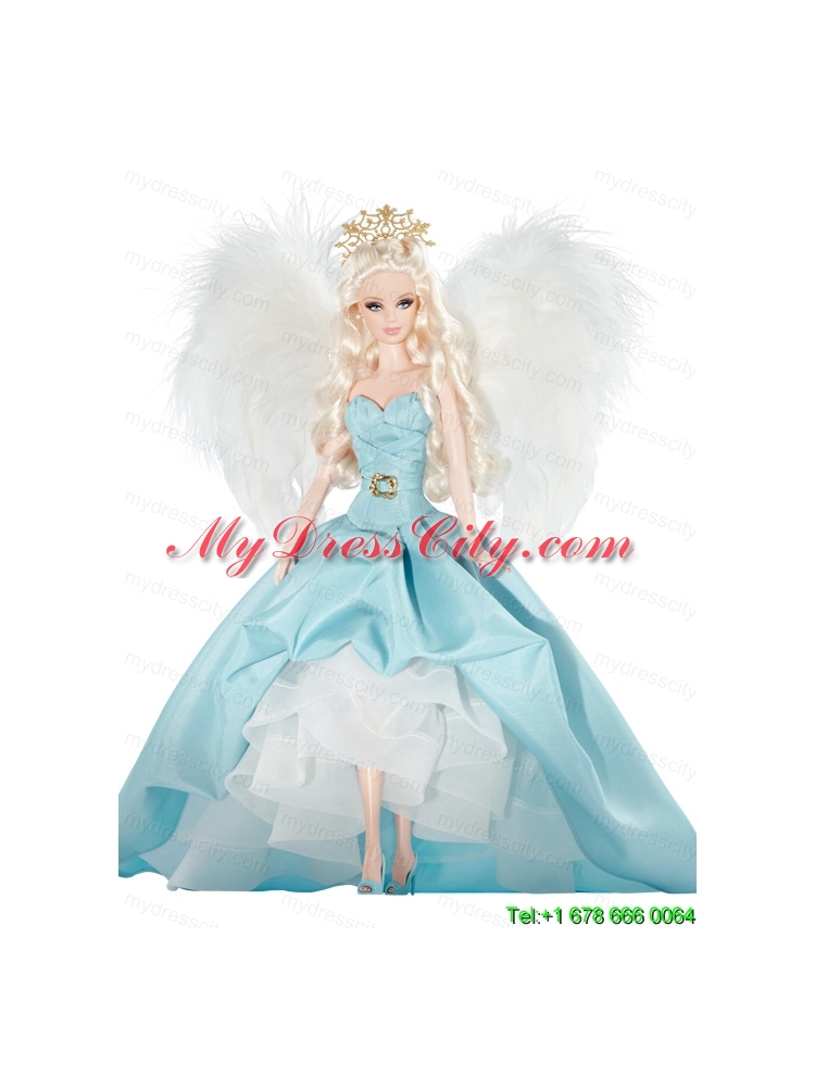 Elegant Party Dress with Blue Taffeta Made to Fit the Barbie Doll