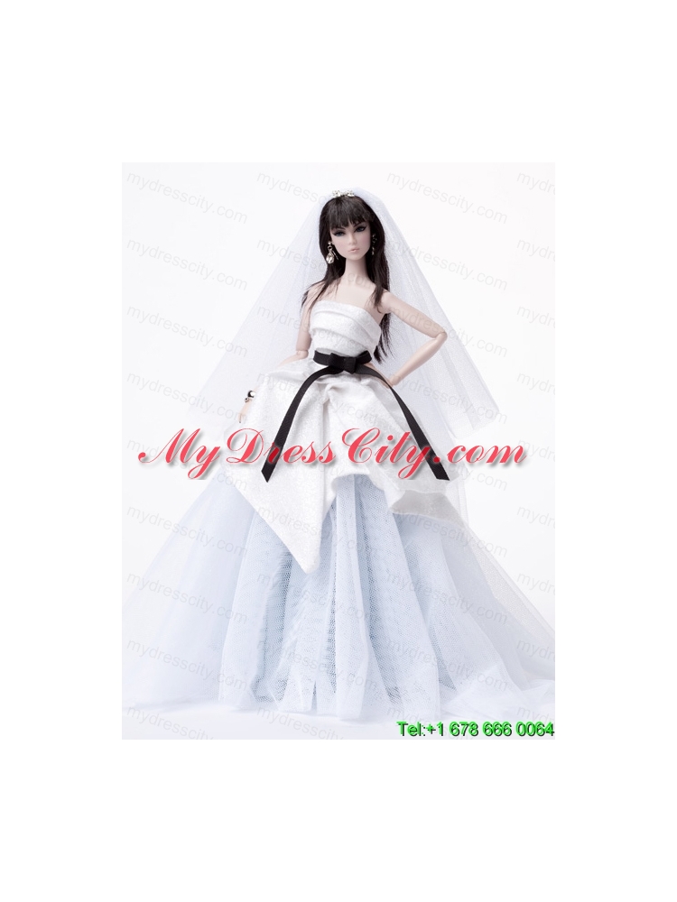 Fashion Handmade Barbie White Tulle Wedding Dress For Barbie Doll