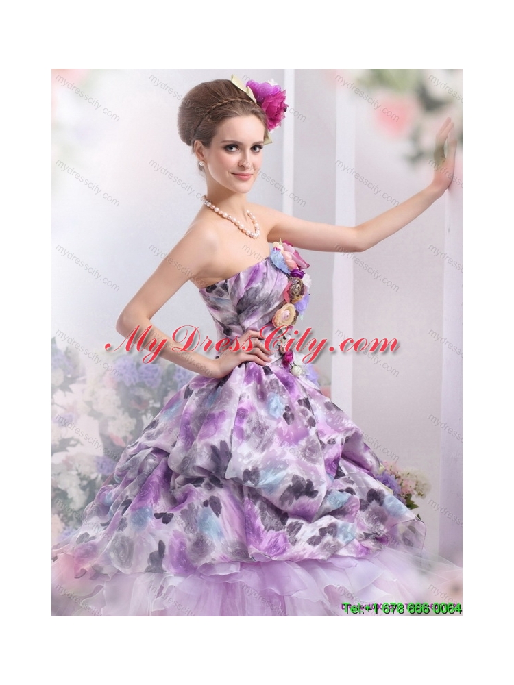 Latest 2015 Multi Color Sweet Sixteen Dresses with Hand Made Flowers and Ruffles