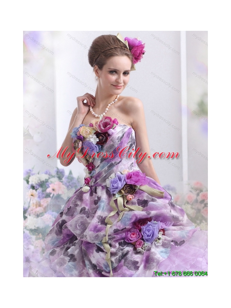 Latest 2015 Multi Color Sweet Sixteen Dresses with Hand Made Flowers and Ruffles