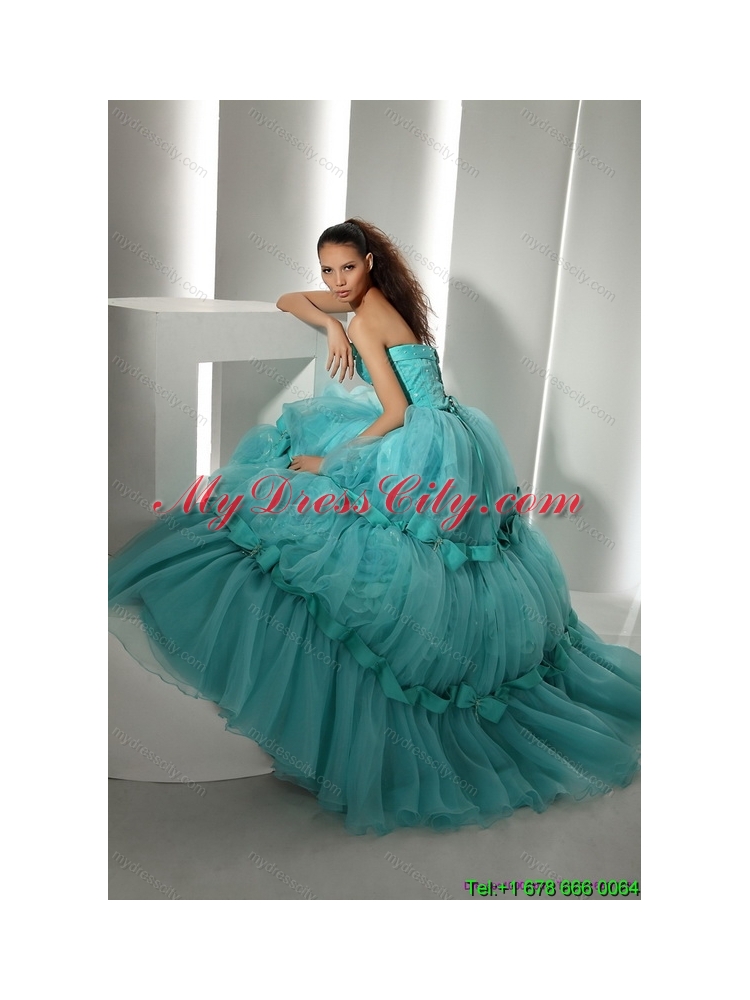 Latest Floor Length 2015 Quinceanera Dresses with Hand Made Flowers and