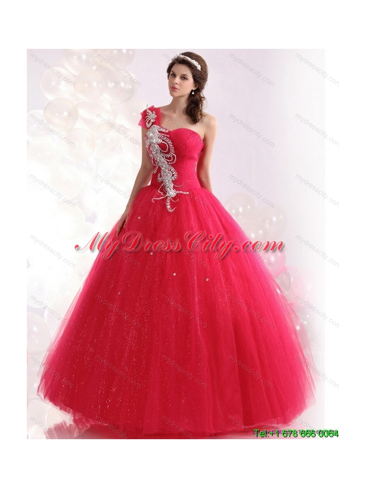 Latest One Shoulder Dresses for a Quinceanera with Beading for 2015