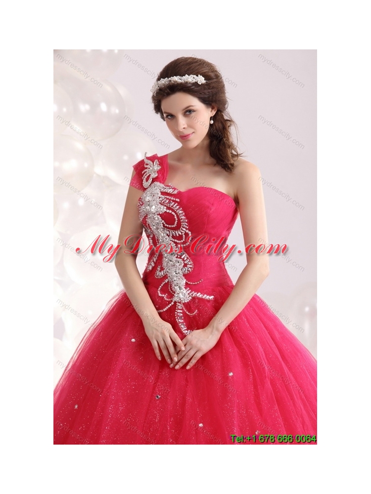 Latest One Shoulder Dresses for a Quinceanera with Beading for 2015