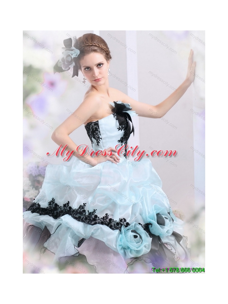 Latest Ruffles Multi Color 2015 Quinceanera Dresses with Hand Made Flowers