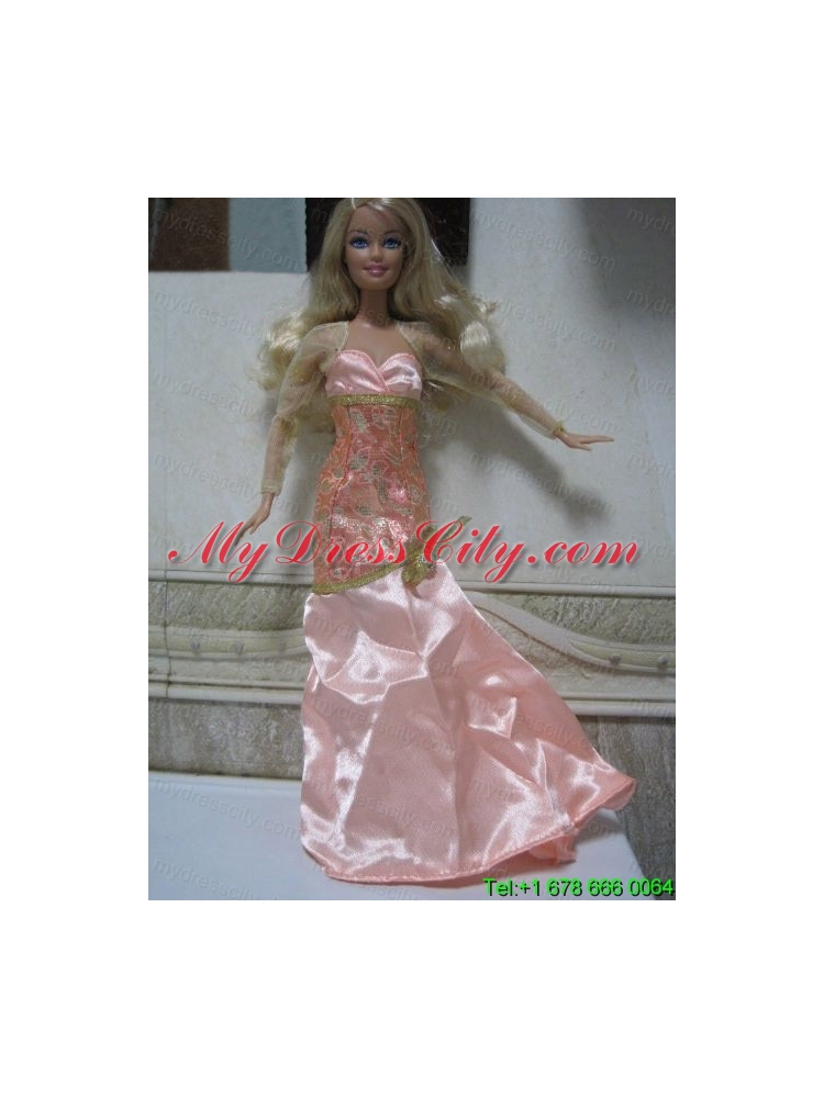 Elegant Champagne Beading Decorate Mermaid Wedding Clothes Barbie Doll Dress