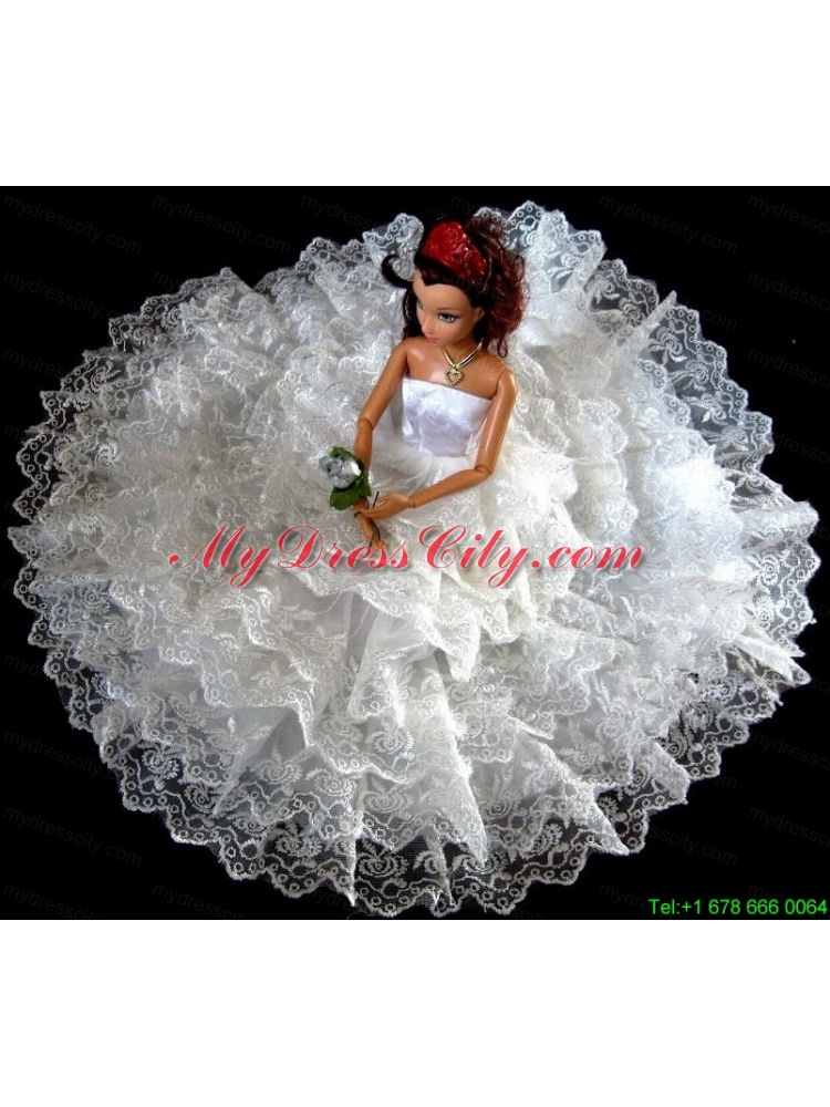 Exclusive Wedding Clothes Ruffled Layers Barbie Doll Dress