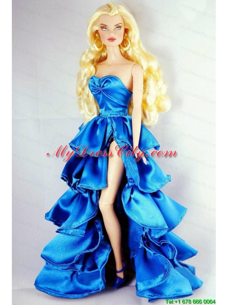 Sweet Party Dress With Ruffles and High Slit For Barbie Doll