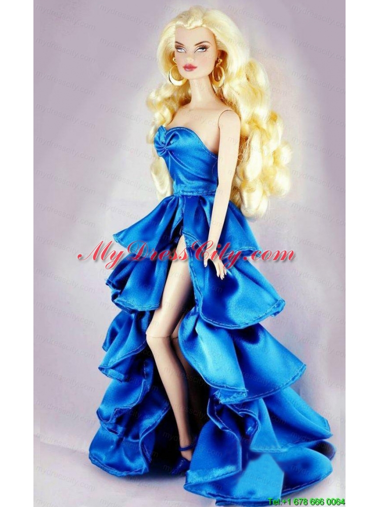 Sweet Party Dress With Ruffles and High Slit For Barbie Doll