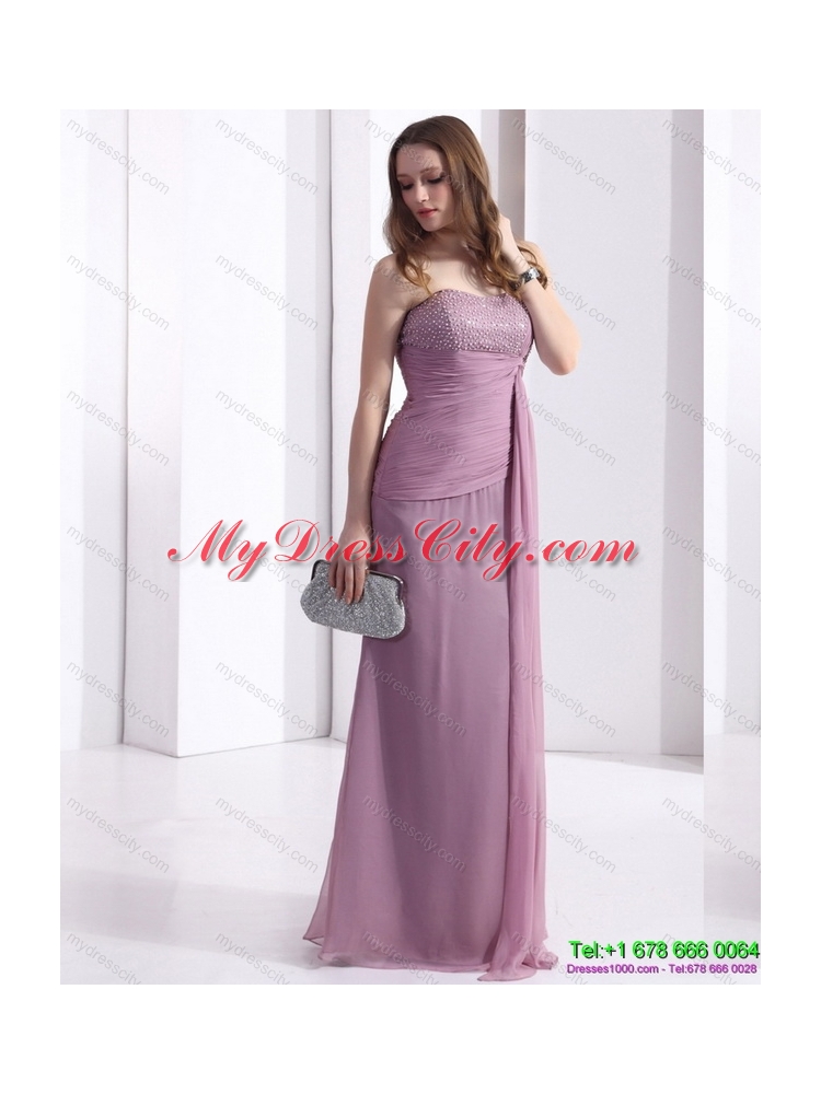 2015 Discount Strapless Ruching Floor Length Prom Dress in Lilac