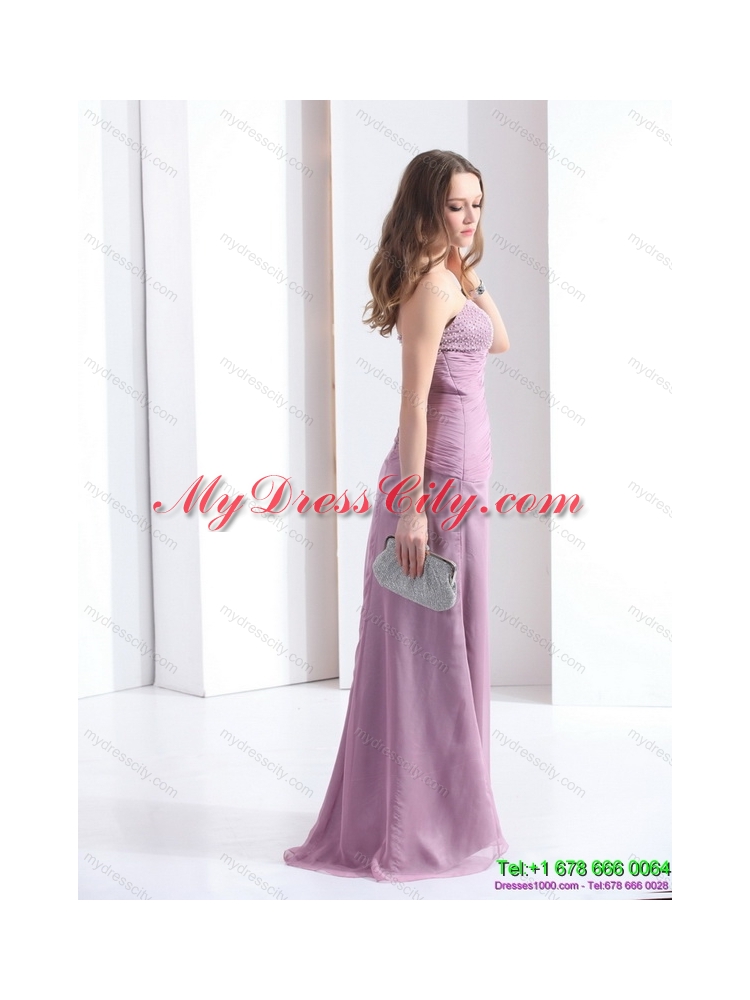 2015 Discount Strapless Ruching Floor Length Prom Dress in Lilac