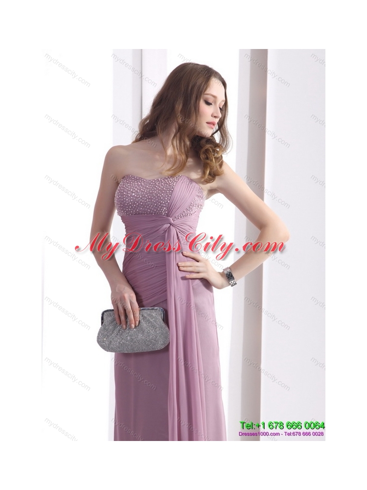 2015 Discount Strapless Ruching Floor Length Prom Dress in Lilac