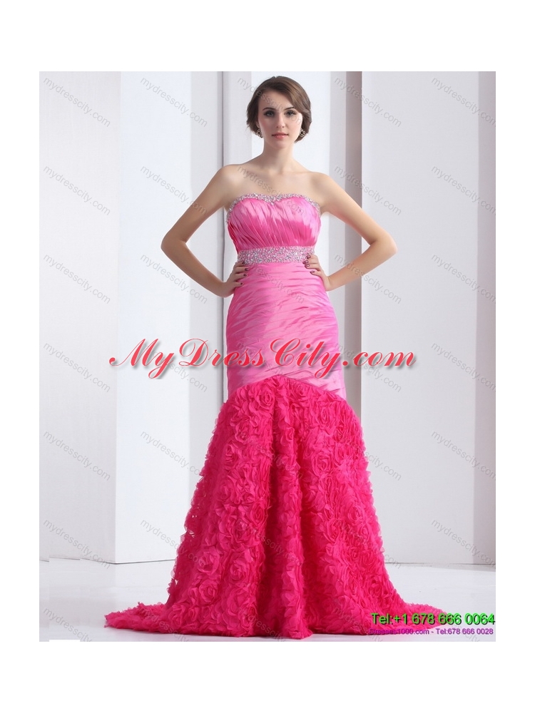 2015 Wonderful Strapless Prom Dress with Ruching and Beading