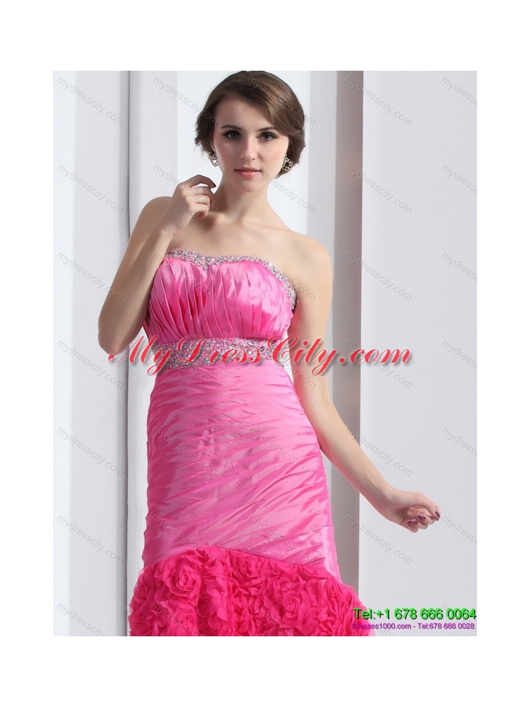 2015 Wonderful Strapless Prom Dress with Ruching and Beading