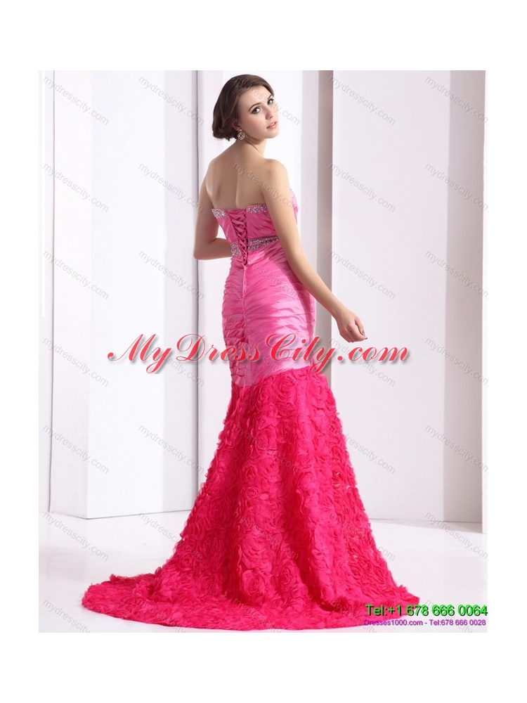 2015 Wonderful Strapless Prom Dress with Ruching and Beading