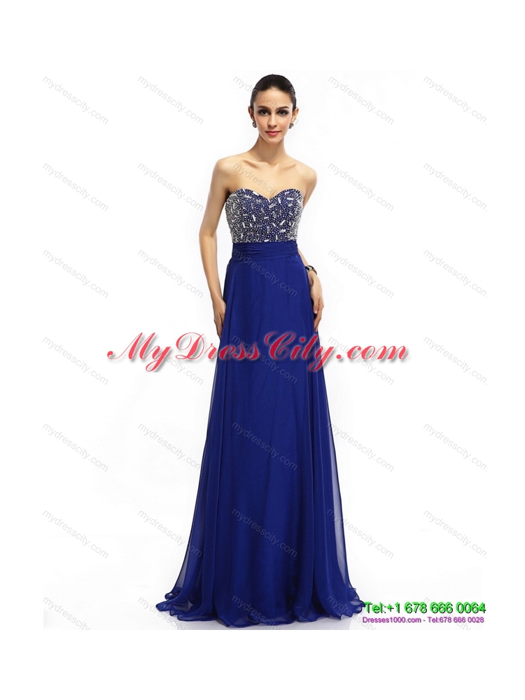 Elegant 2015 Sweetheart Prom Dress with Brush Train and Beading