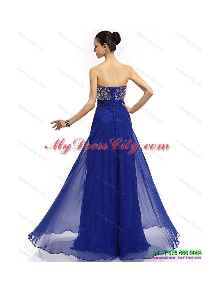 Elegant 2015 Sweetheart Prom Dress with Brush Train and Beading