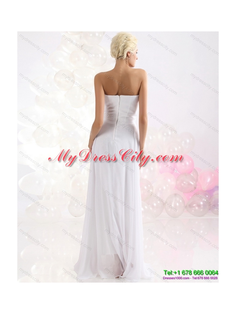 2015 Sophisticated Ruching Floor Length Prom Dress in White