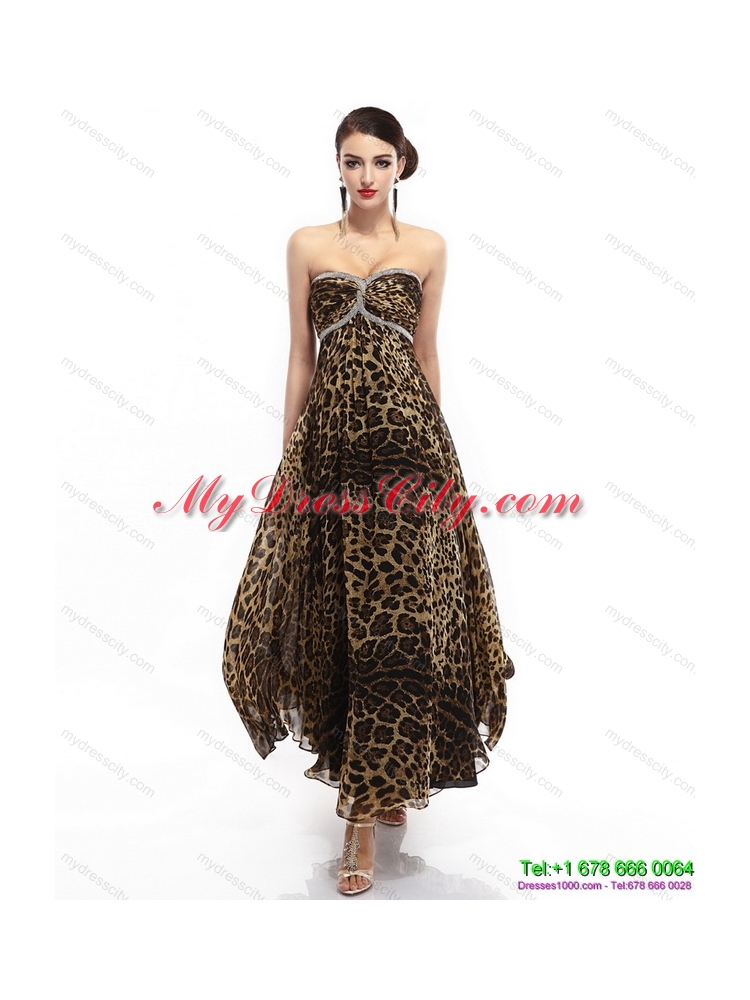 Cheap Sweetheart Leopard Floor Length Prom Dress for 2015