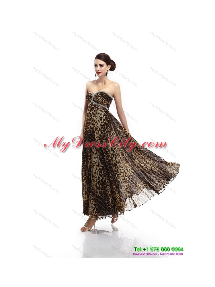 Cheap Sweetheart Leopard Floor Length Prom Dress for 2015