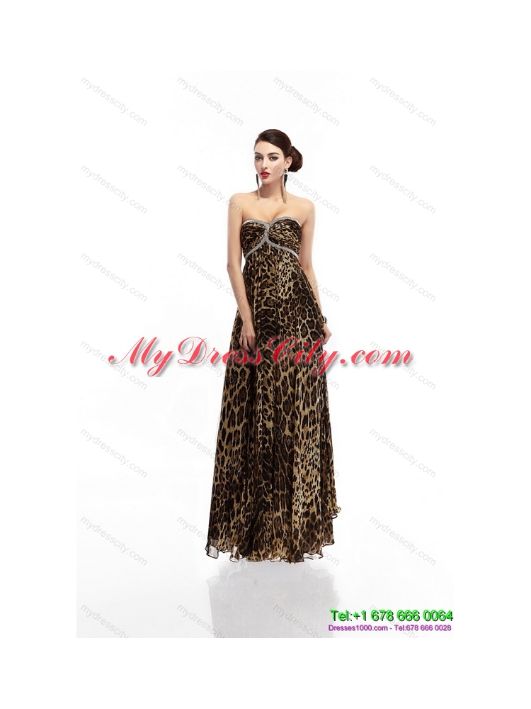 Cheap Sweetheart Leopard Floor Length Prom Dress for 2015