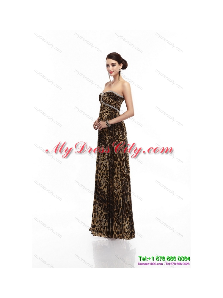 Cheap Sweetheart Leopard Floor Length Prom Dress for 2015