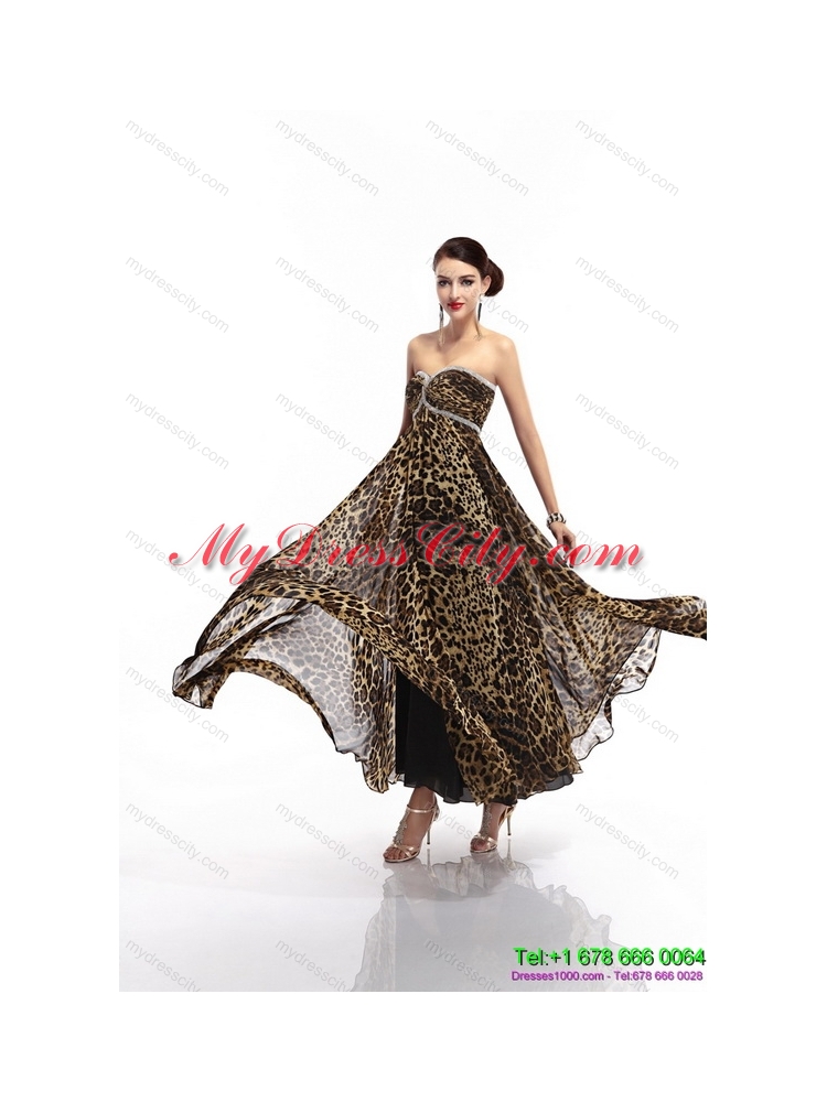 Cheap Sweetheart Leopard Floor Length Prom Dress for 2015