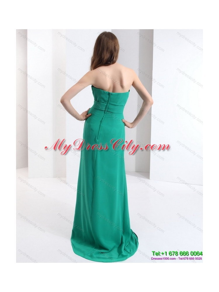 2015 Designer Strapless Prom Dress with Hand Made Flowers and Ruching