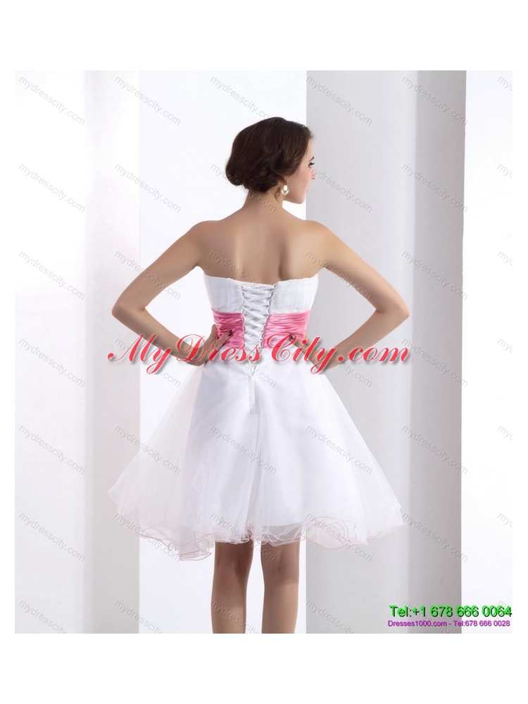 2015 Designer Sweetheart White Prom Dress with Hand Made Flowers