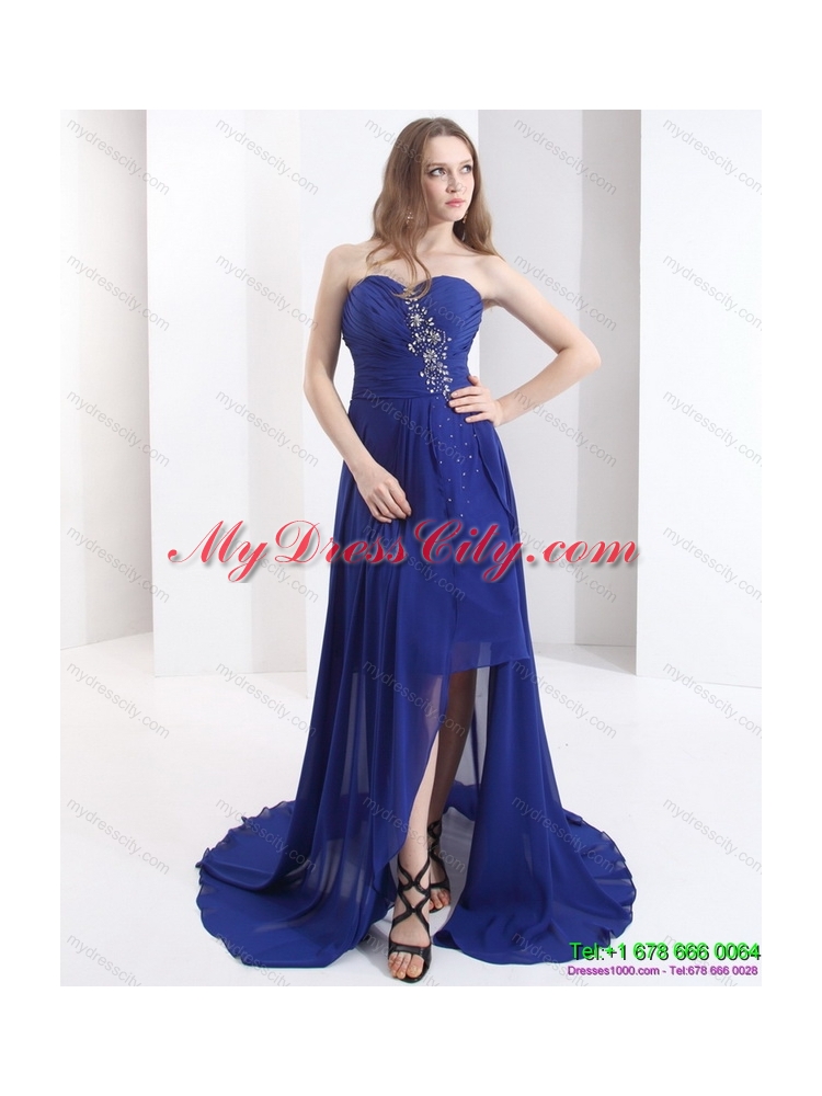 2015 Sweetheart Designer Prom Dress with Beading and Brush