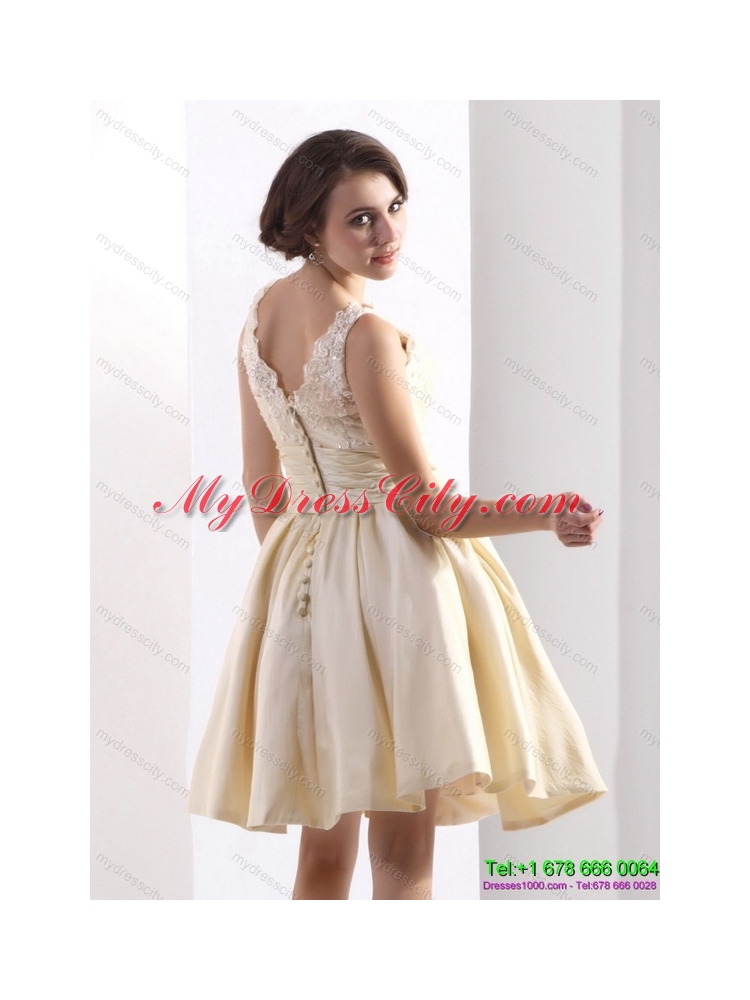 Designer High Neck Prom Dresses with Ruching and Bownot