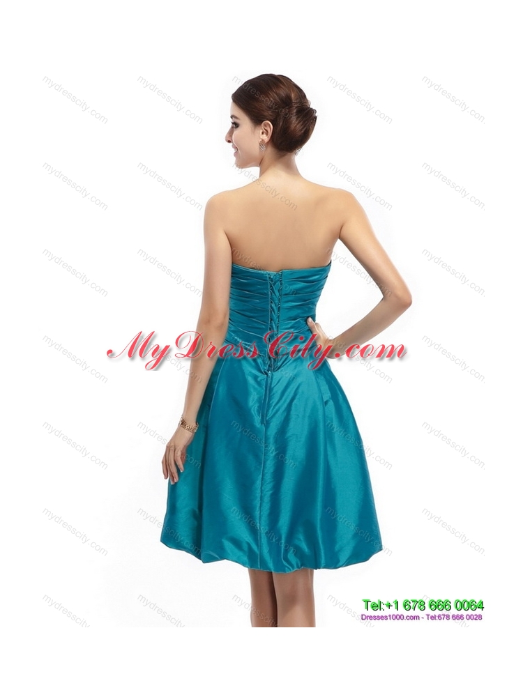 Designer Ruching Sweetheart Prom Dresses with Hand Made Flowers