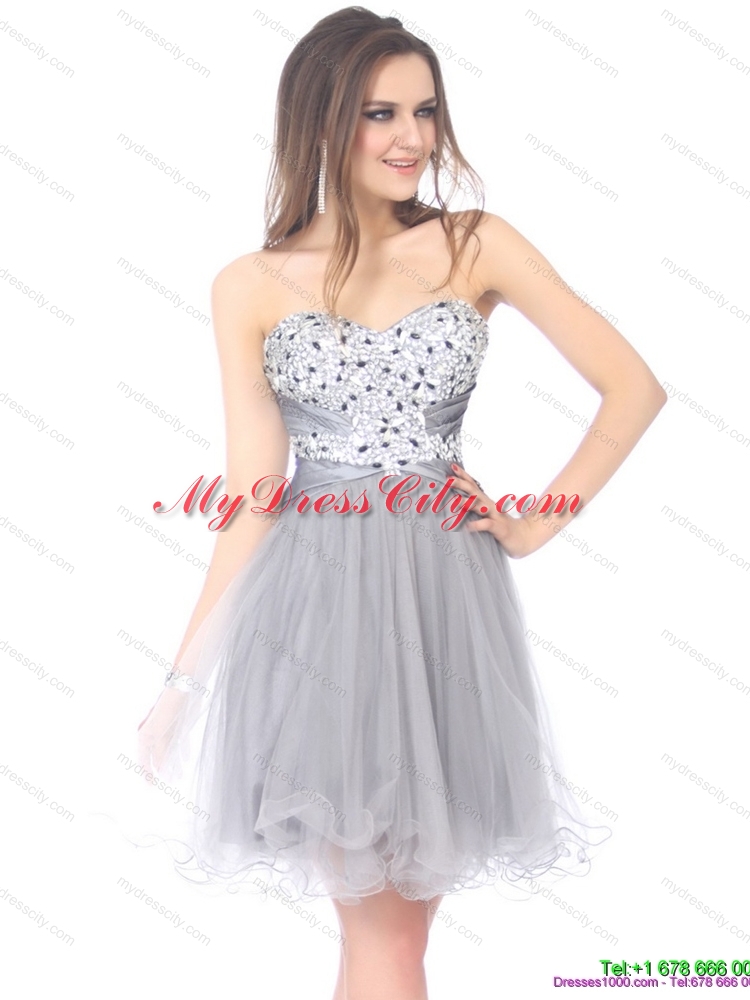 2015 Designer Sweetheart Grey Prom Dress with Rhinestones