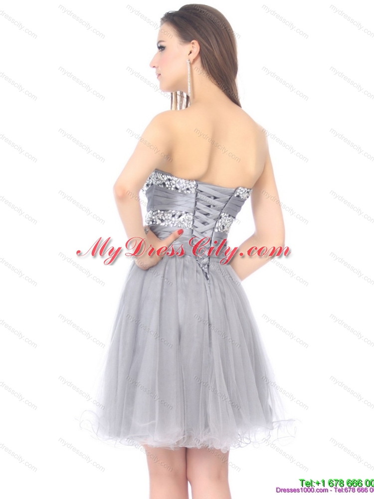 2015 Designer Sweetheart Grey Prom Dress with Rhinestones