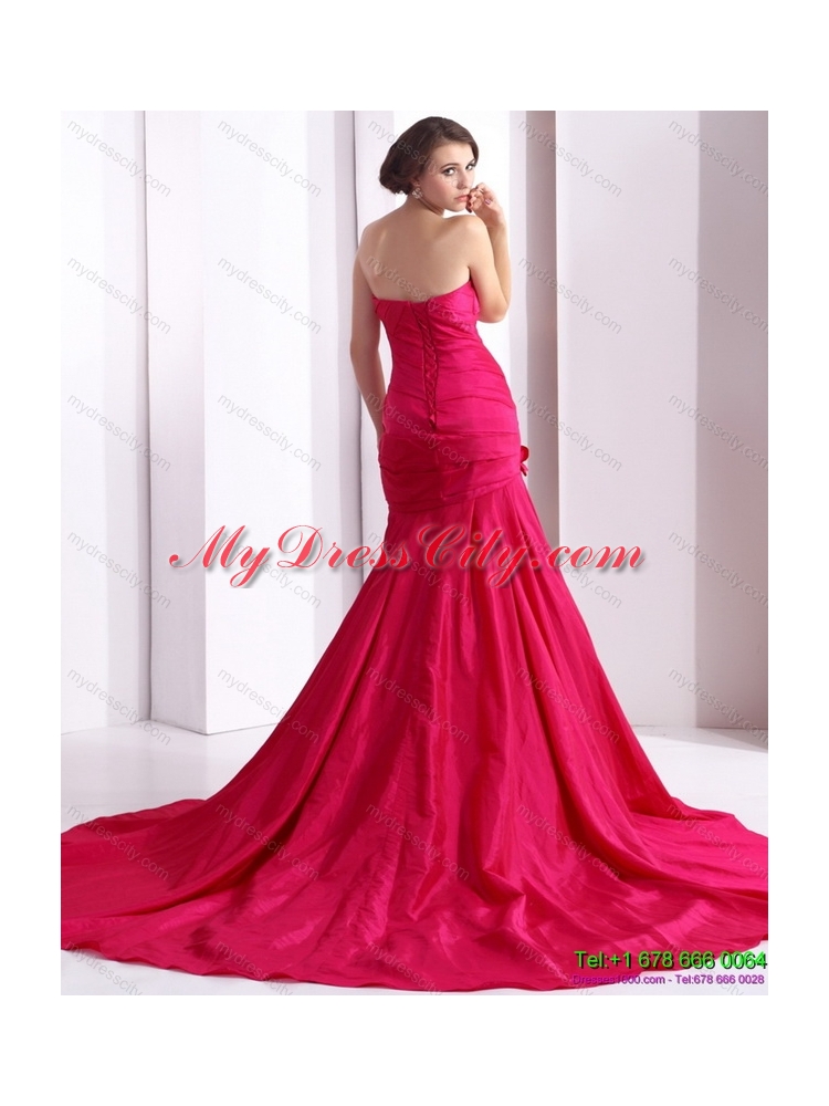 Designer 2015 Prom Dress with Hand Made Flowers and Ruching