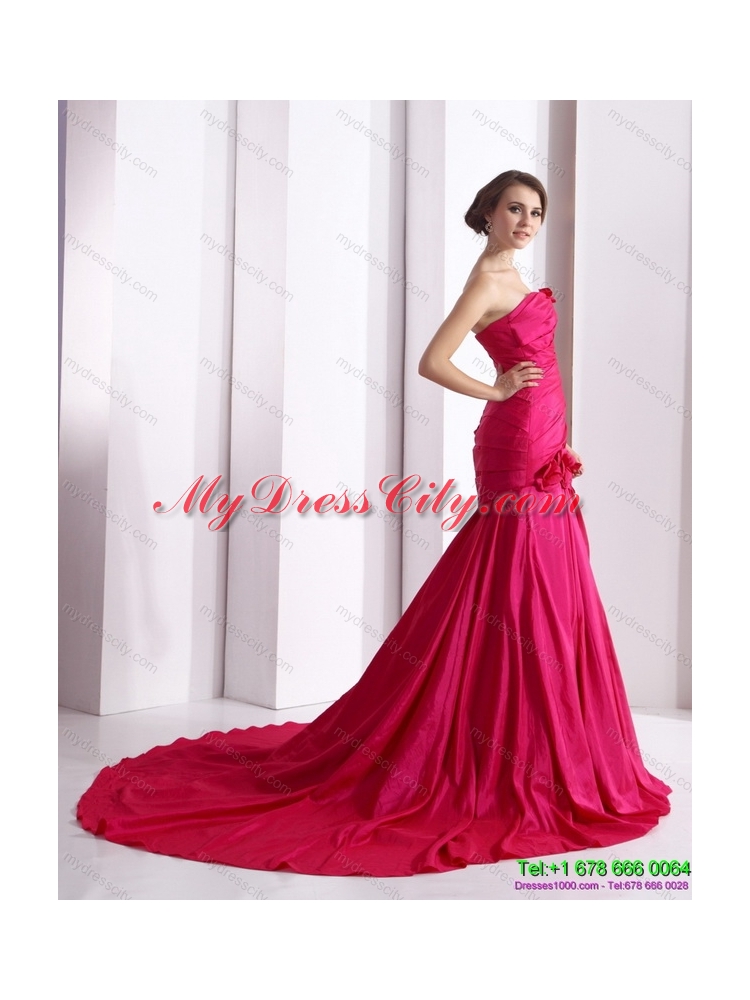 Designer 2015 Prom Dress with Hand Made Flowers and Ruching