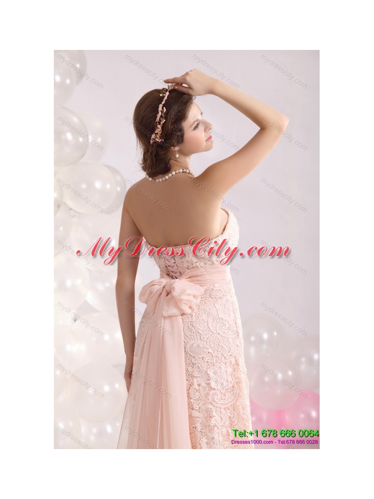 Designer Strapless Sequins and Lace Prom Dress with Brush Train