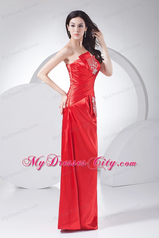 2014 Floor-length Red Homecoming Dress Beading Decorate