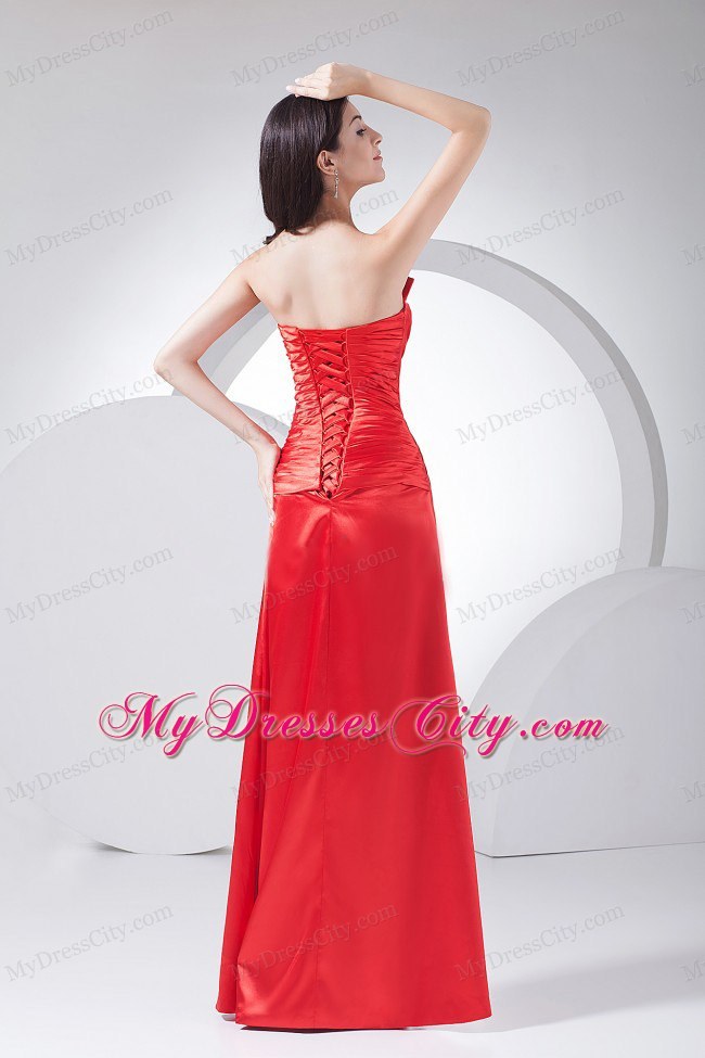 2014 Floor-length Red Homecoming Dress Beading Decorate