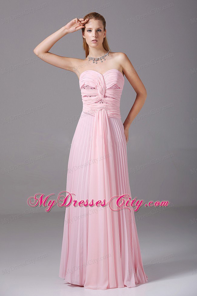 Beading and Ruching Decorate Pink Chiffon Homecoming Dress