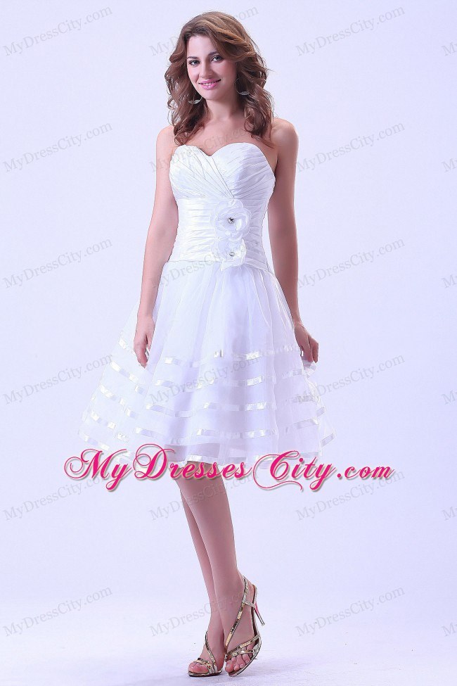 Sweetheart Short Homecoming Dress With Ruche and Flower Decorate