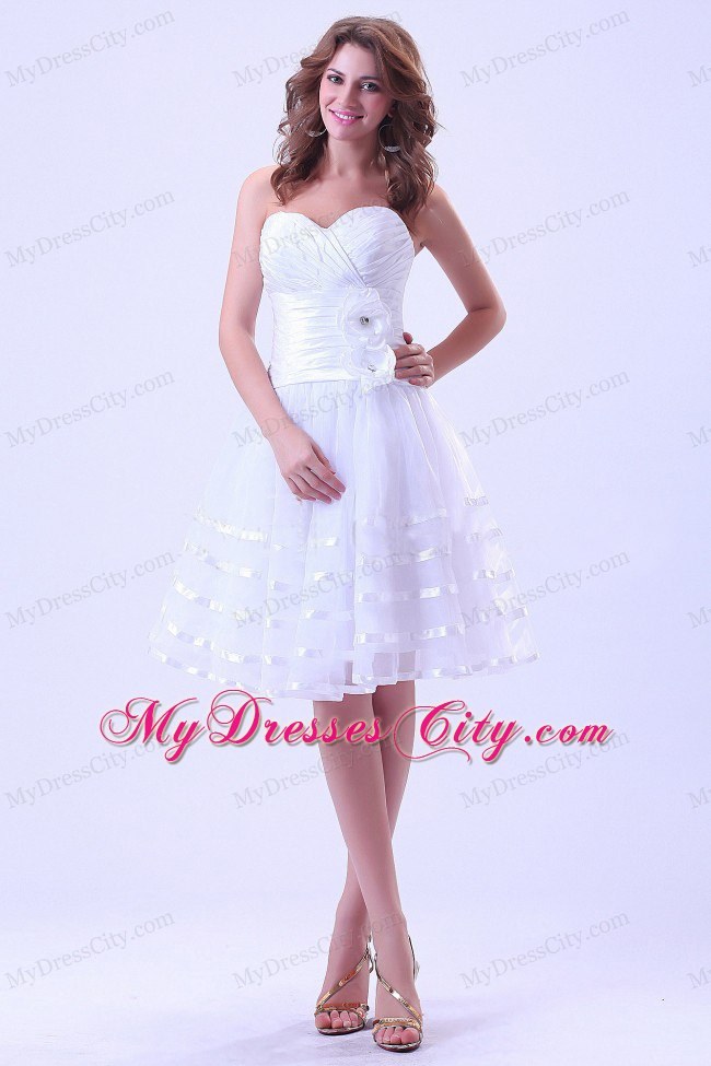 Sweetheart Short Homecoming Dress With Ruche and Flower Decorate