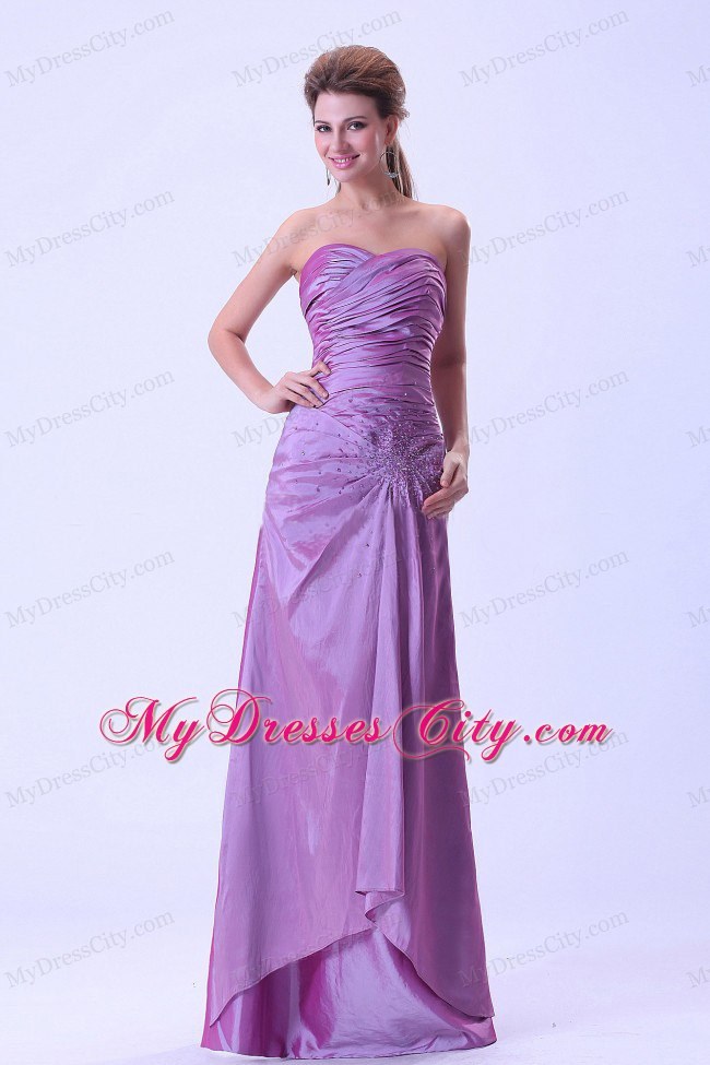 Lavender Sweetheart Homecoming Dress With Beading and Ruche